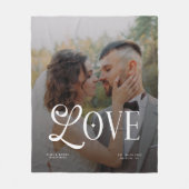 Modern Love Custom Wedding Photo Couples Monogram フリースブランケット (正面)