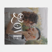 Modern Love Custom Wedding Photo Couples Monogram フリースブランケット (正面(横))