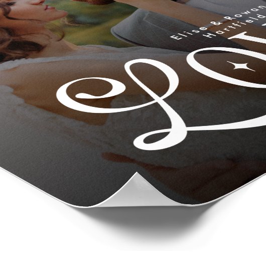 Modern Love Custom Wedding Photo Couples Monogram ポスター (角)