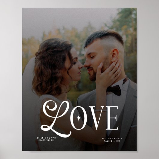 Modern Love Custom Wedding Photo Couples Monogram ポスター (正面)