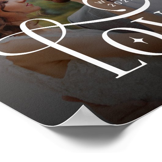 Modern Love Custom Wedding Photo Couples Monogram ポスター (角)