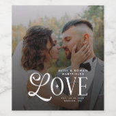 Modern Love Custom Wedding Photo Couples Monogram ワインラベル (シングルラベル)