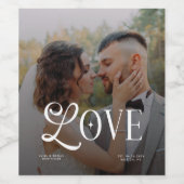 Modern Love Custom Wedding Photo Couples Monogram ワインラベル (シングルラベル)