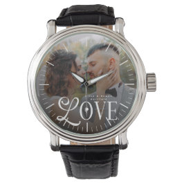 Modern Love Custom Wedding Photo Couples Monogram 腕時計