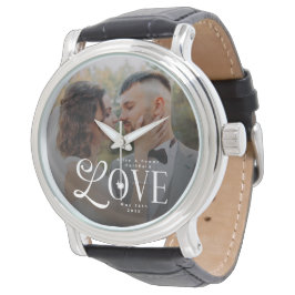 Modern Love Custom Wedding Photo Couples Monogram 腕時計