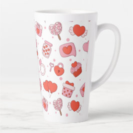 Modern Love Design Happy Valentine’s Day Red Heart カフェラテマグ