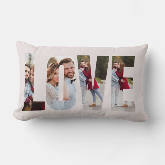 Modern Love Frame 4 Photo Personalized ランバークッション (正面)