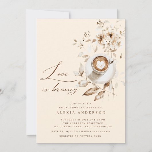 Modern Love Is Brewing Bridal Shower  招待状 (正面)