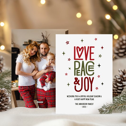 Modern Love Peace & Joy 写真クリスマス / シーズンカード