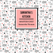 Modern Love Text Sketch Heart Kitchen Apron エプロン