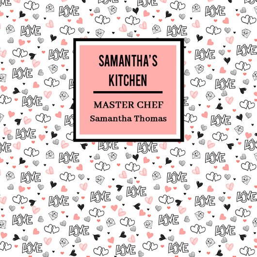 Modern Love Text Sketch Heart Kitchen Apron エプロン