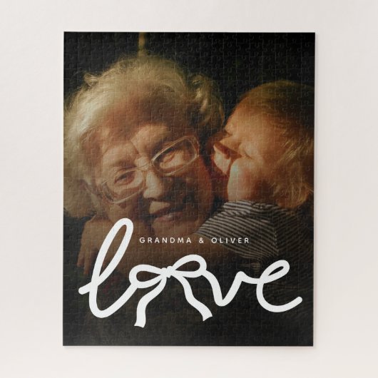 Modern Love Typography Grandma Custom Photo Gift ジグソーパズル (縦)