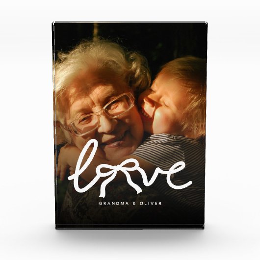 Modern Love Typography Grandma Custom Photo Gift フォトブロック (正面)