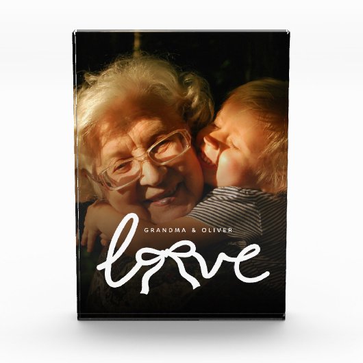 Modern Love Typography Grandma Custom Photo Gift フォトブロック (正面)