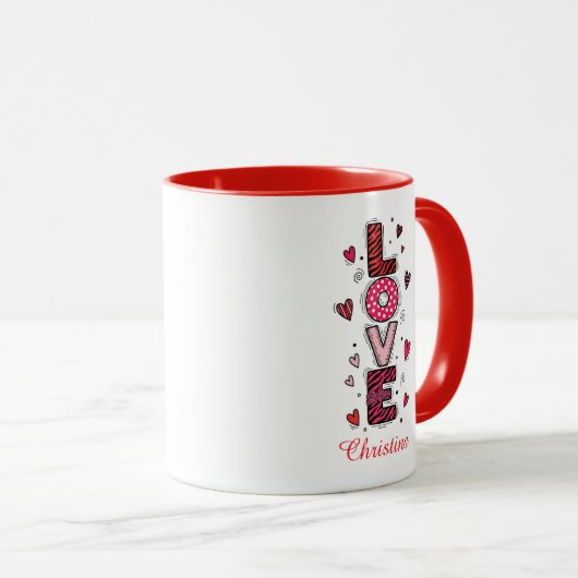 Modern Love Typography Valentines Day Custom Name  マグカップ (正面右)