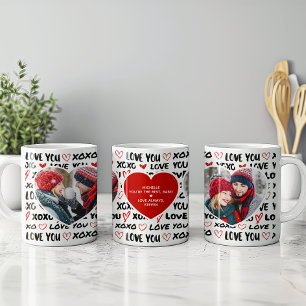 Modern Love You 2 ハートの写真とメッセージ コーヒーマグカップ
