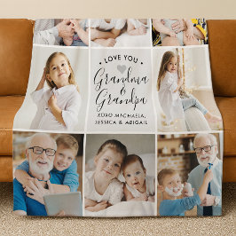 Modern Love You Grandma & Grandpa/Other 8-Photo フリースブランケット