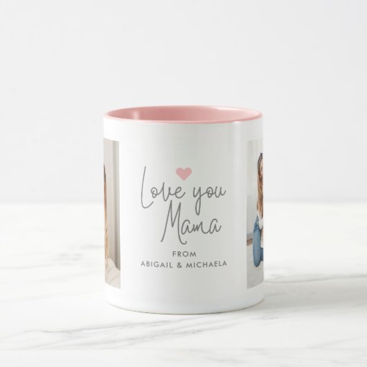 Modern "Love you Mama" 2-Photo マグカップ (中央)