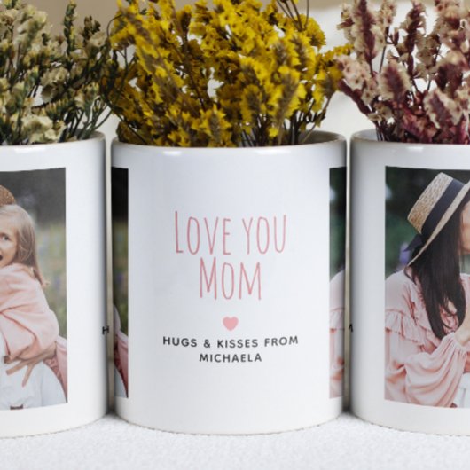Modern Love you Mom 2枚の写真とメッセージ入り マグカップ
