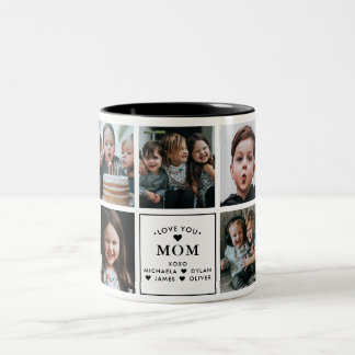 Modern Love You Mom 9枚フォトコラージュギフト ツートーンマグカップ