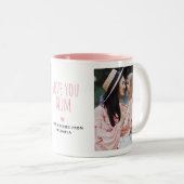 Modern Love you Mum 2枚の写真とメッセージ入り ツートーンマグカップ (正面右)