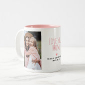 Modern Love you Mum 2枚の写真とメッセージ入り ツートーンマグカップ (正面左)