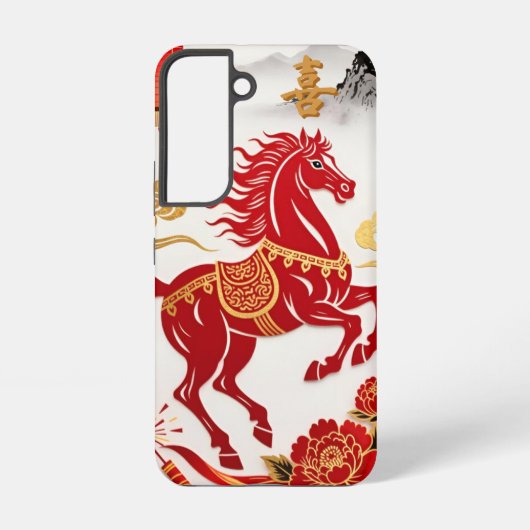 Modern Lunar Papercut Horse — Custom Samsung Case Galaxyケース (裏面)