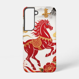 Modern Lunar Papercut Horse — Custom Samsung Case Samsung Galaxy S22ケース