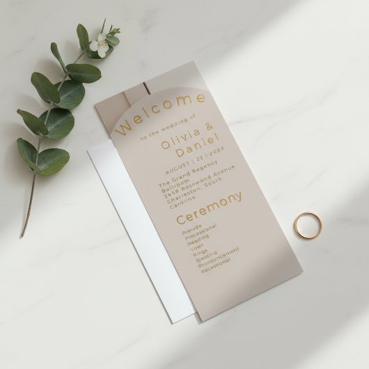 Modern Luxe Arch Wedding Program | Neutral Beige
