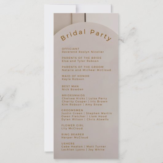 Modern Luxe Arch Wedding Program | Neutral Beige  (裏面)