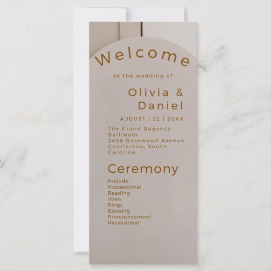 Modern Luxe Arch Wedding Program | Neutral Beige  (正面)
