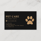 Modern Luxury Black Gold Pet Paw Loyalty Card 名刺 (裏面)