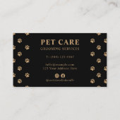 Modern Luxury Black Golden Paw Pet Care 予約カード (裏面)