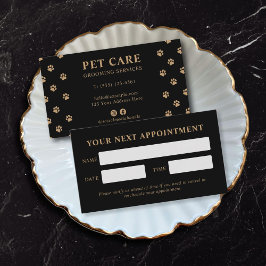 Modern Luxury Black Golden Paw Pet Care 予約カード