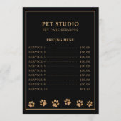 Modern Luxury Black Golden Paw Pet Care Pricing メニュー (正面)