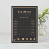 Modern Luxury Black Golden Paw Pet Care Pricing メニュー (スタンド正面)