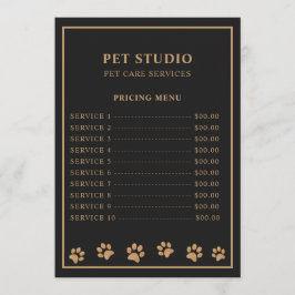 Modern Luxury Black Golden Paw Pet Care Pricing メニュー