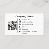 Modern Luxury Car Rental Black & White QR Code  名刺 (裏面)