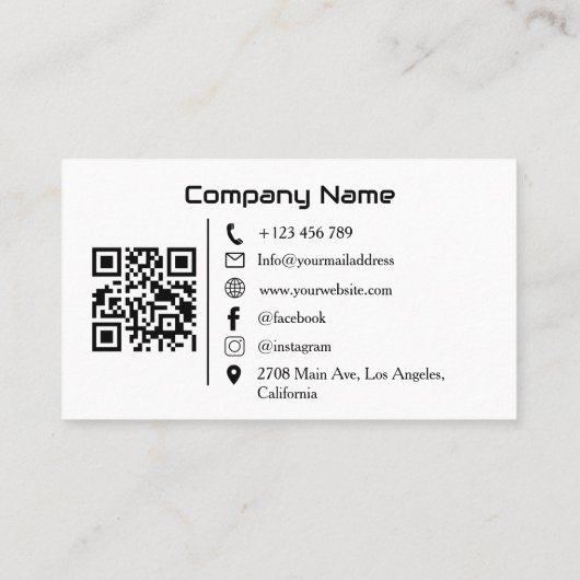 Modern Luxury Car Rental Black & White QR Code 名刺 (裏面)