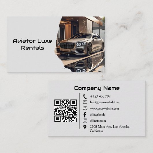 Modern Luxury Car Rental & Sales QR Code Photo 名刺 (正面/裏面)