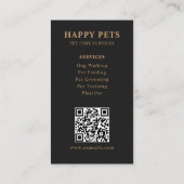 Modern Luxury Charcoal Gold Paw Pet Care Services 名刺 (裏面)