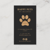 Modern Luxury Charcoal Gold Paw Pet Care Services 名刺 (正面)