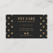 Modern Luxury Charcoal Golden Paw Pet Care 予約カード (裏面)
