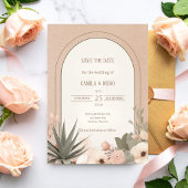Modern Luxury Desert Flowers Wedding Save the Date