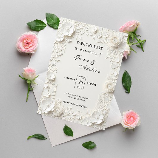 Modern Luxury Floral Wedding Save the Date