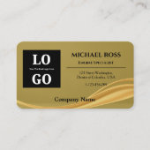 Modern Luxury Gold Custom Logo and QR Code  名刺 (正面)