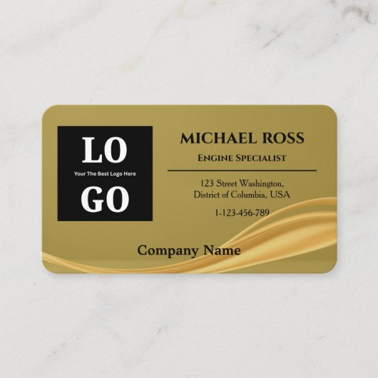 Modern Luxury Gold Custom Logo and QR Code  名刺 (正面)