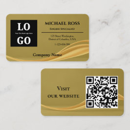Modern Luxury Gold Custom Logo and QR Code  名刺