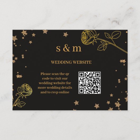 Modern Luxury Gold Foil QR Code Wedding Website エンクロージャーカード (正面)