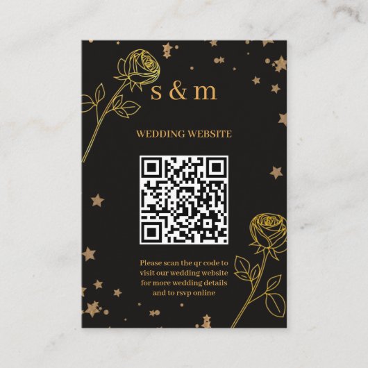 Modern Luxury Gold Foil QR Code Wedding Website エンクロージャーカード (正面)